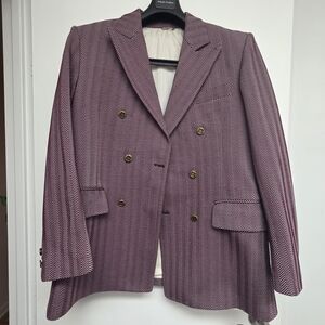 Stylish Double-Breasted Blazer Custom Made Textured Polyester Size Like a 37R